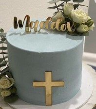 Cross Cake Decoration, 4" Gold Mirror Acrylic Cross Cake Charm Topper 9 Pieces