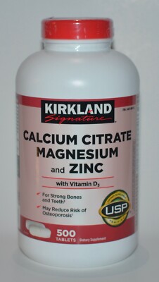 500 TABLETS KIRKLAND SIGNATURE CALCIUM CITRATE MAGNESIUM ZINC VIT D3 SUPPLEMENT
