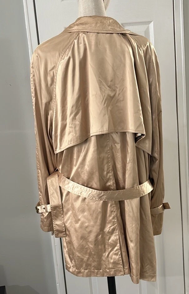 Michael Kors Trench Cappotto Taglia 3X Donna Doppiopetto Cintura Oro Metallizzato