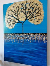 QUADRO MODERNO ASTRATTO DIPINTO A MANO ALBERO DELLA VITA  50x70x4cm  RIF16