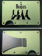 CUSTOM "THE BEATLES" ENGRAVED SLIM MINIMALIST WALLET - ARMY GREEN