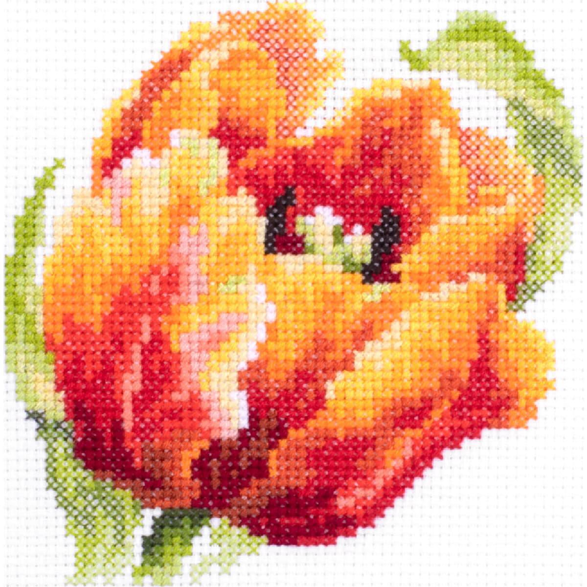 Magic Needle Zweigart Edition counted cross stitch kit ""Red Tulip"", 11x11cm, DIY
