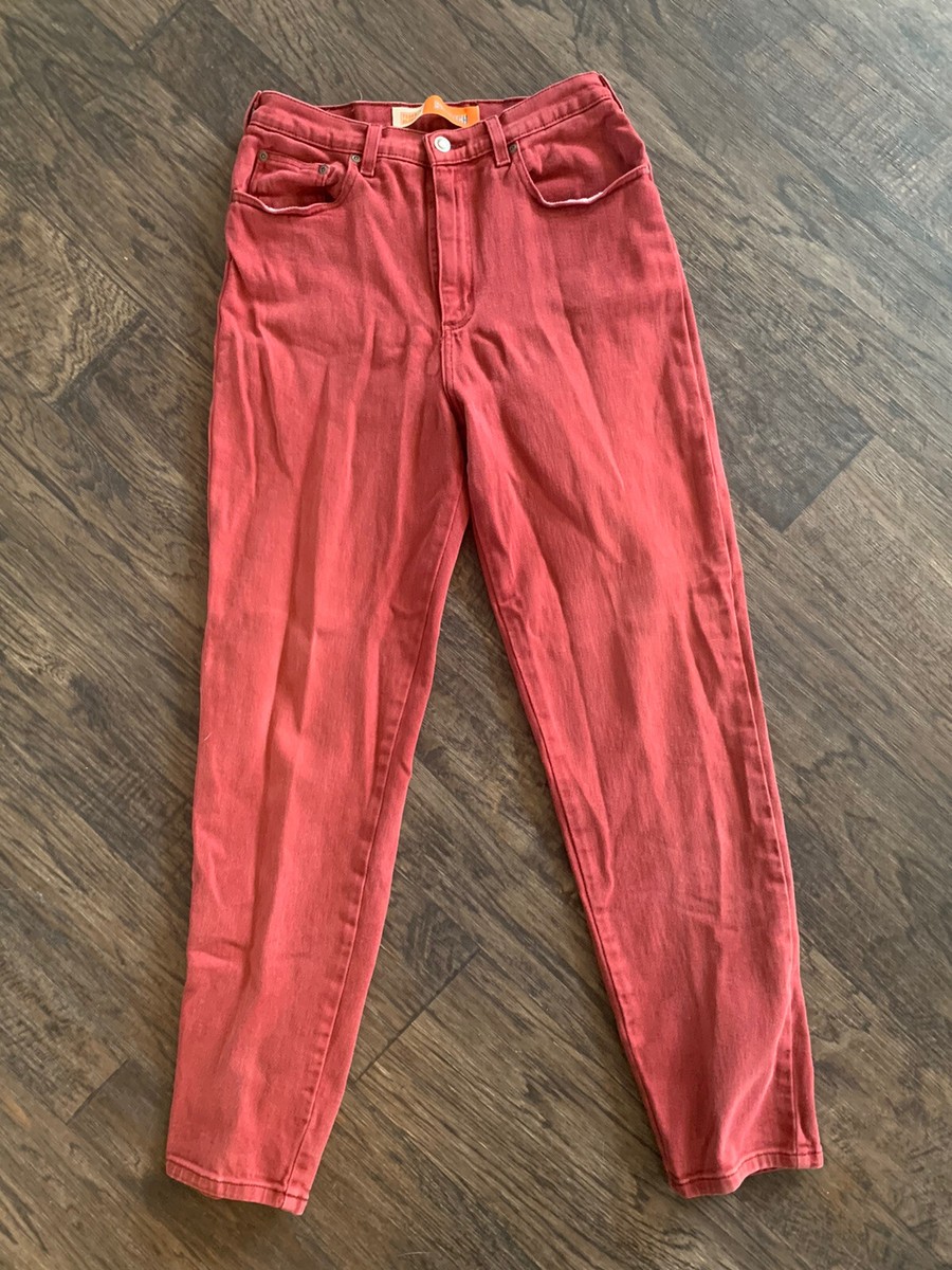 Vintage Faded Glory Red High Waist Rise Mom Jeans Size 10 Average Denim Rust