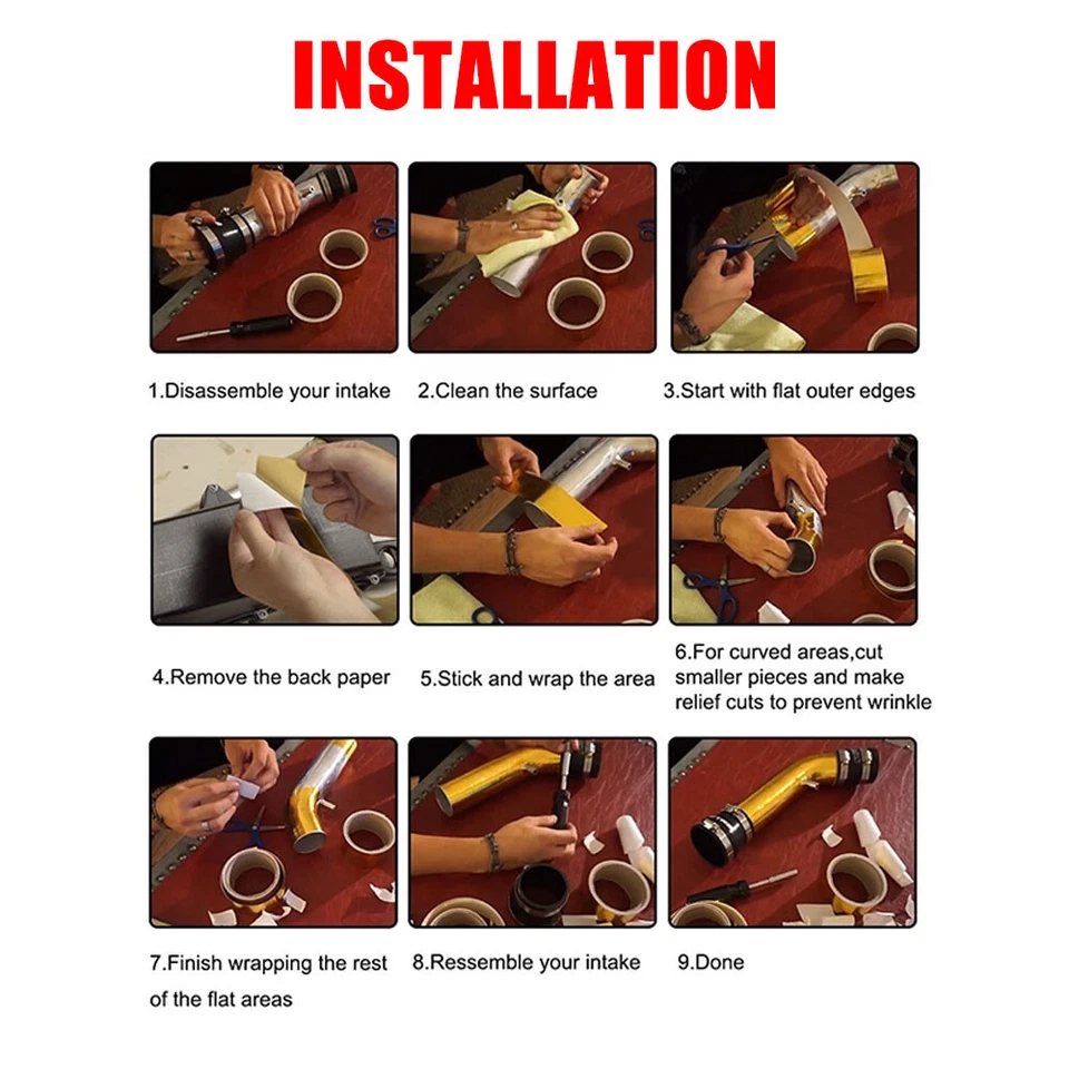 2"x15" Roll Self Adhesive Reflective Gold High Temperature Heat Shield Wrap Tape - Image 3 of 4