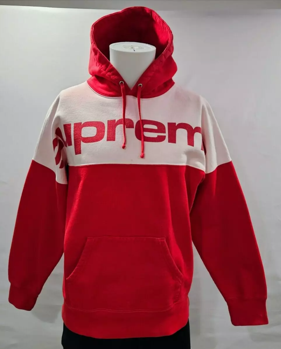Sweat à capuche Supreme FW17 bloqué rouge   Sweat à capuche authentique moyen