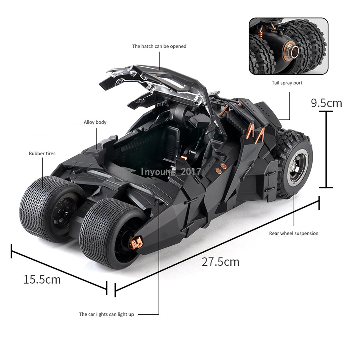 1:18 2005 Batmobile Tumbler Model Car Diecast Toy Cars Metal