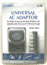 JENSEN UNIVERSAL AC ADAPTOR M-300 - SIX MULTIPLE USE PLUGS FOR MOST ALL PRODUCTS