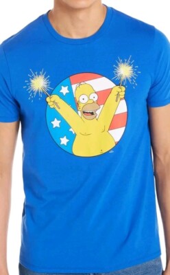 3xl Xxxl Official Simpsons Homer 4th July Freedom Fire Work T-Shirt Tee Neu