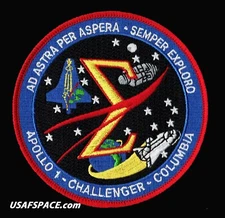 ORIGINAL- NASA - APOLLO 1- CHALLENGER- COLUMBIA - MEMORIAL AB Emblem SPACE PATCH