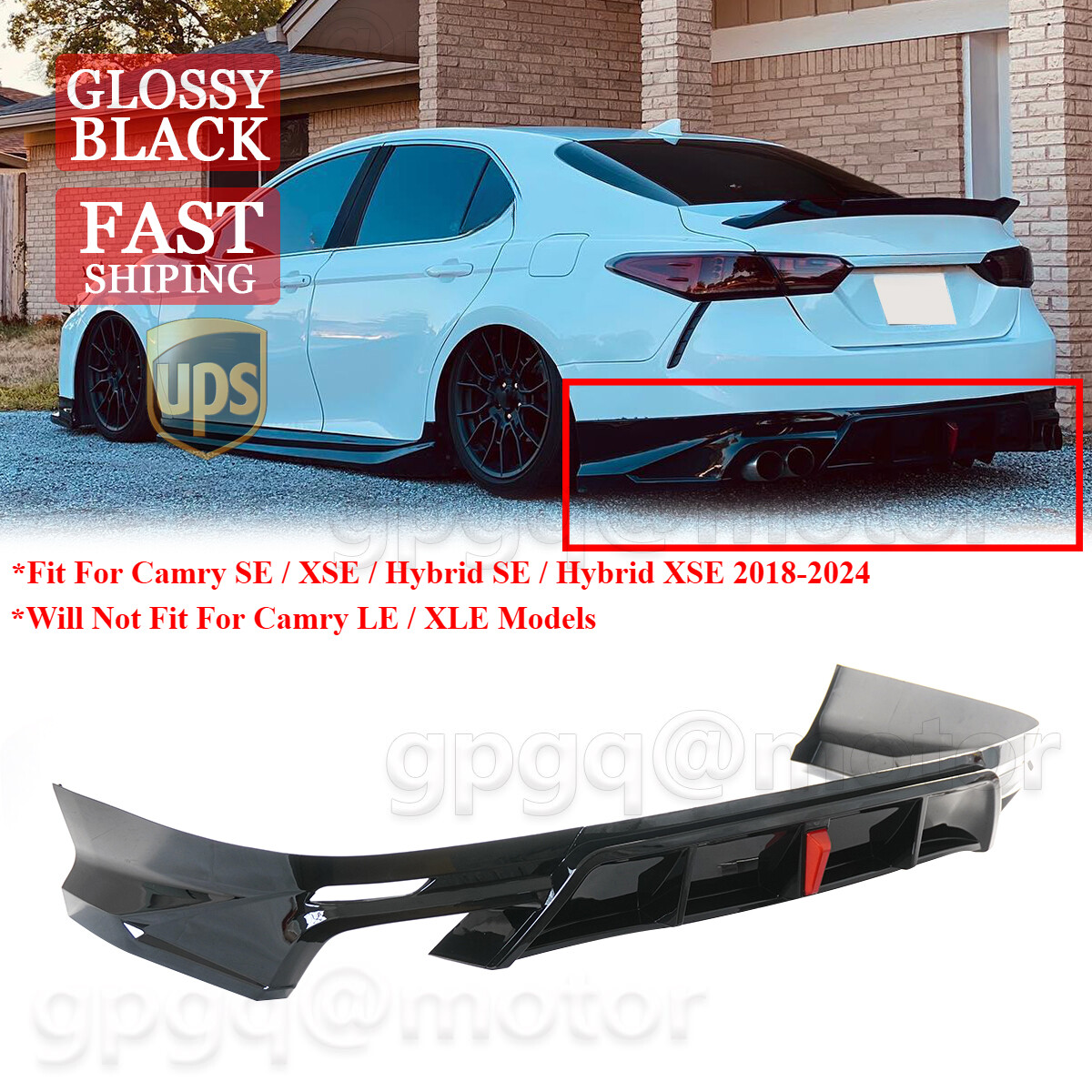 For Toyota Camry SE XSE 18-2024 Yofer V1 Gloss Black Add-On Rear