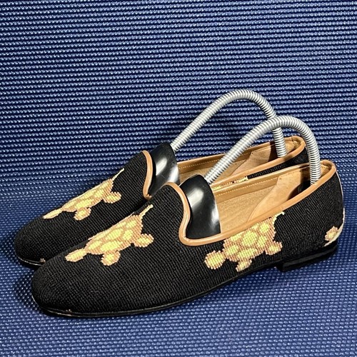 Zalo Women’s Needlepoint ‘Turtle’ Smoking Slip On Loafers Sz 8.5 Narrow