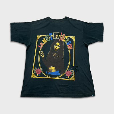 Vintage 90s Janet Jackson T Shirt Mens XL Black Thrashed Single