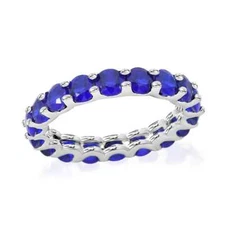 4.50ctw Tanzanian Blue Spinel Eternity Ring Rhodium Plated Sterling Size 7