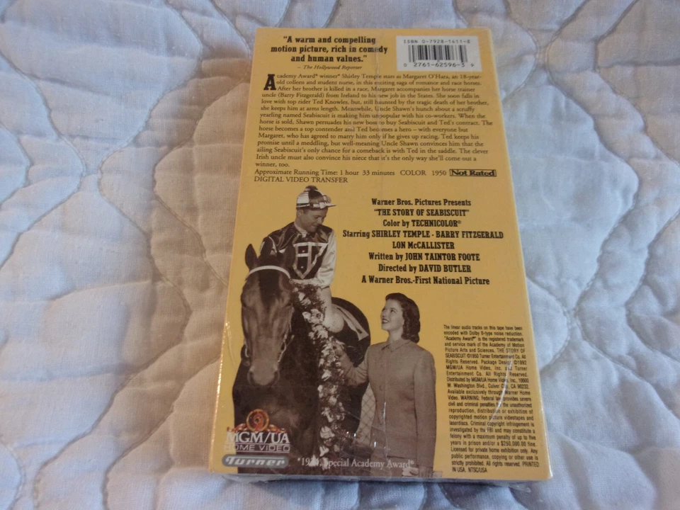 THE STORY OF SEABISCUIT VHS NEW SEALED HORSE RACING SHIRLEY TEMPLE ROMANCE DRAMA - Image 2 of 4
