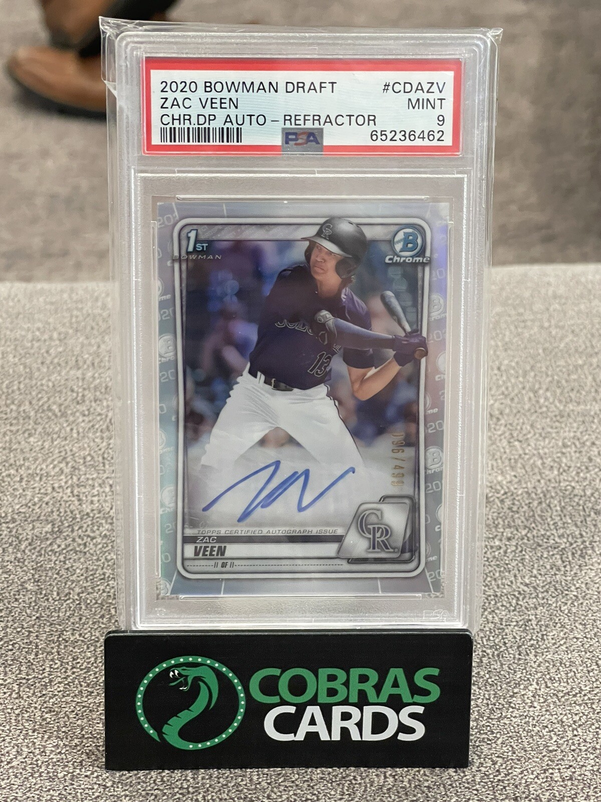 2020 Bowman Draft Chrome Zac Veen REFRACTOR AUTO /499 1st #CDA-ZV PSA 9