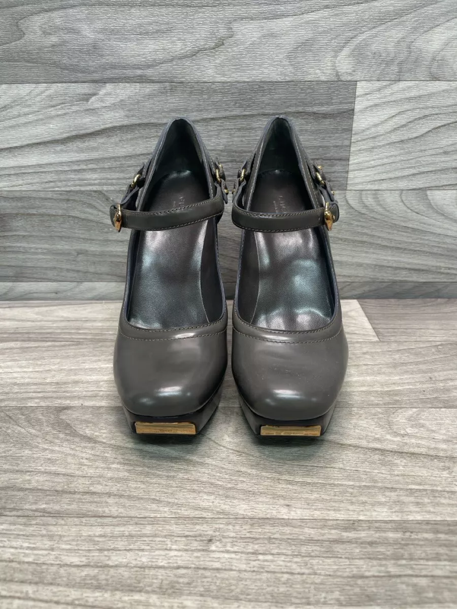 GUCCI MARY JANE TALONS GRIS FONCÉ TAILLE 11B (162684 2)