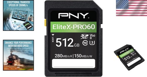 512GB EliteX SD Card with V60 Speed: Perfect for 4K UHD & Full HD Video Capture - Picture 2 of 10