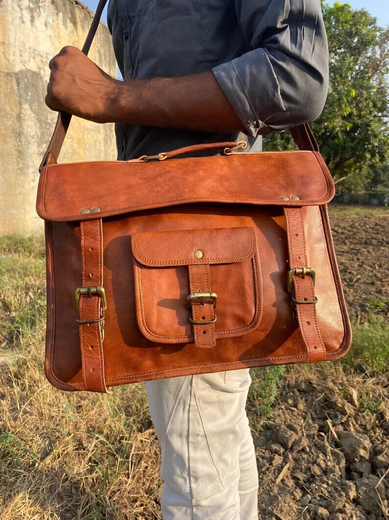 Bag Vintage Leather Messenger Work Men's Briefcase Satchel Office Bag