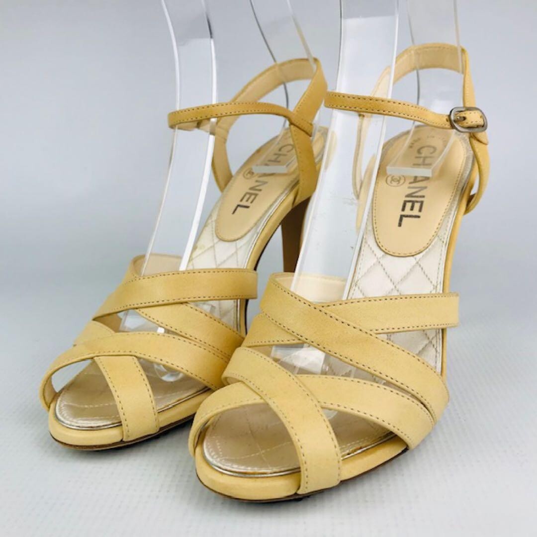 CHANEL Coco Mark Ankle Strap Heel Sandals Mules Pumps Shoes