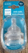 ORIGINAL NEW 2 PACK Philips Avent Medium Flow Anti-Colic Baby Bottle Nipple 3M+ 