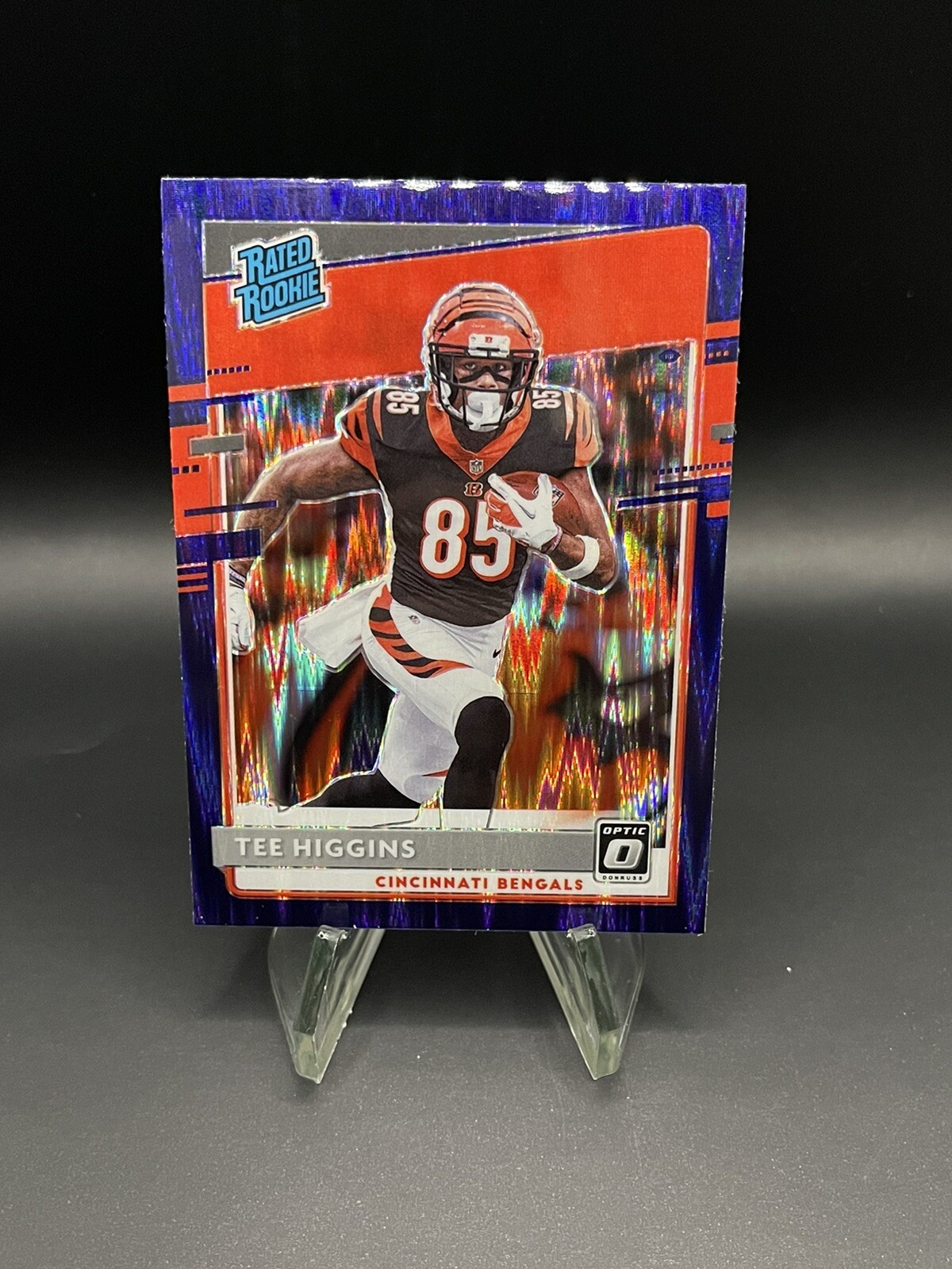 2020 Donruss Optic Tee Higgins Rated Rookie Purple Shock Prizm Bengals
