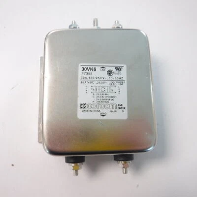 Corcom Powerline Filter W/Stud Input & Output 30VK6 F7358 30A 120/250V