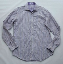 BUGATCHI UOMO Purple MultiColor Stripe Button Front Dress Shirt Mens M