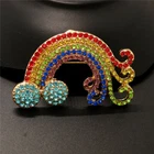 Blue Bling Crystal Dream Rainbow Rhinestone Fashion Women Charm Brooch Pin
