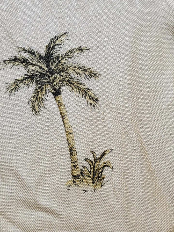 Jos. A. Camisa masculina Bank com botão grande amarela estampa de palmeira manga curta seda  - Imagem 3 de 4