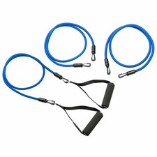 York Fitness Blue Resistance Tubes Set 3 Levels Exercise Bands with Carry Bag