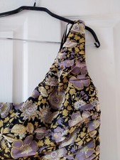 Zara One Shoulder Floral Mini Dress With Draping Size XS S New with tags