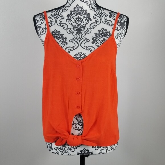 Topshop Orange Button & Tie Front Tank Top | eBay
