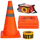 4-Pack Traffic Cones 18 Inch Plus 1,000 Ft Yellow Caution Tape - Collapsible!