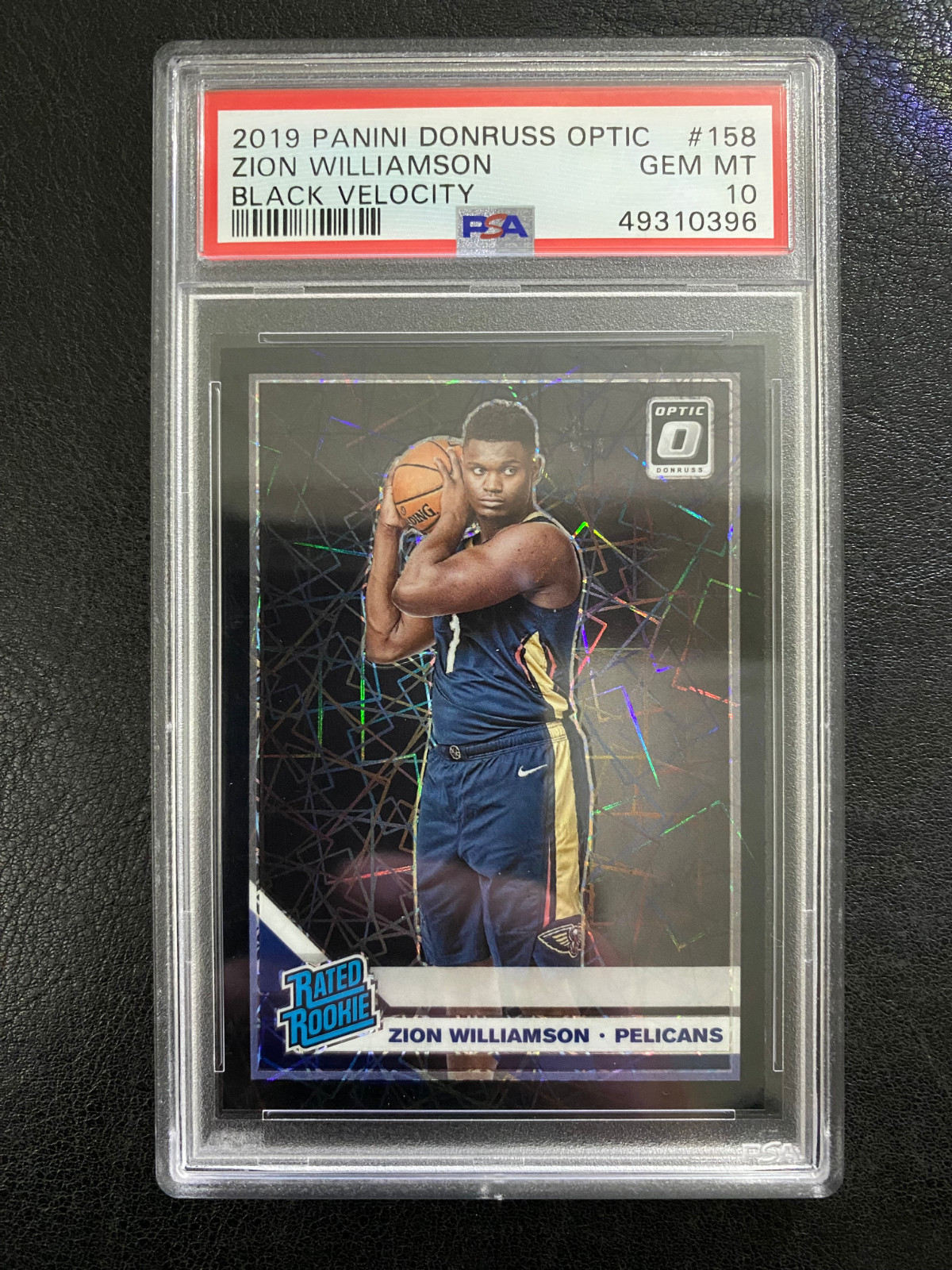 2019 Zion Williamson RC #158 Optic Rated Rookie Black Velocity /39 PSA 10 POP 9!