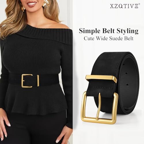 Women Wide Belt for Dresses Chunky Belt Fashion Suede Belt  display picture 3