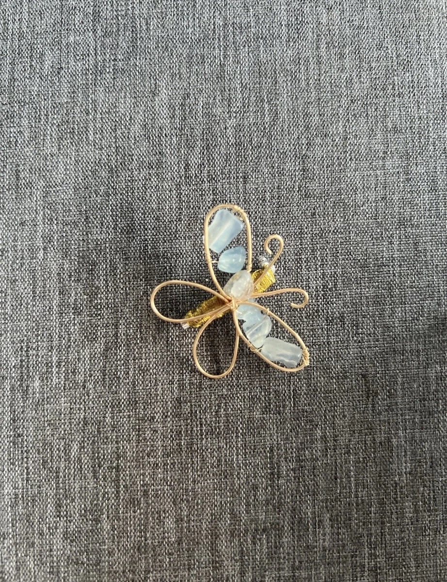 Handgefertigte Brosche mit echtem Aquamarin – ca. 5 cm