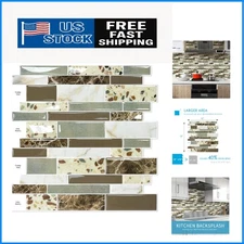 10 Sheets 12"x12" Brown Marble Peel & Stick Tile Backsplash for Modern Homes