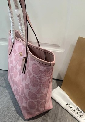 Coach City Tote Bag In Signature Canvas CAL49 Dusty Pink for sale