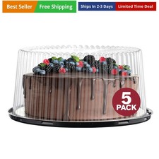 10 - 11" Plastic Disposable Cake Containers Carriers with Dome Lids and Cake ...