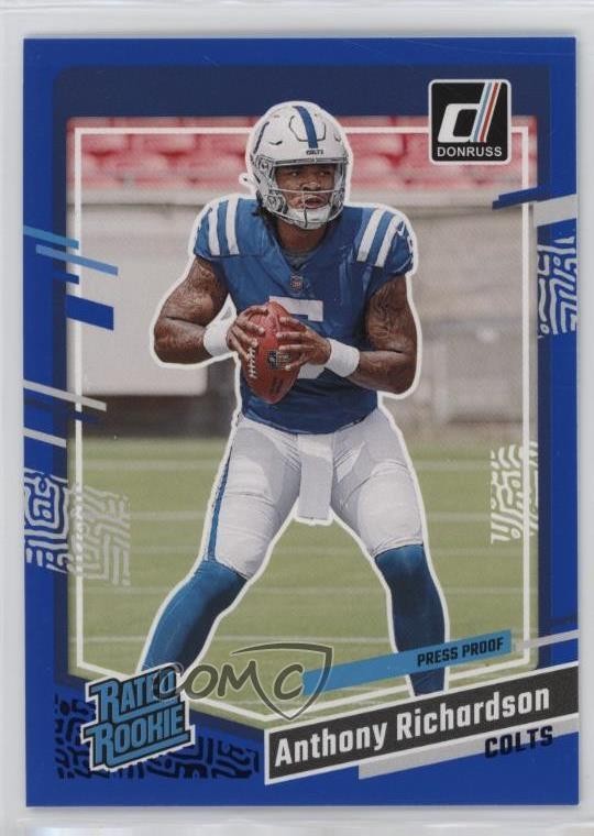 2023 Panini Donruss Rated Rookie Press Proof Blue Anthony Richardson #343 6q5