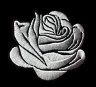 IRON ON PATCH APPLIQUE - gray Rose Flower 3 x 2+5/8 inch FREE SHIPPING