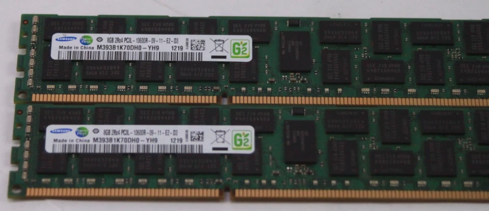 4x Samsung 8GB (32GB Total) PC3L-10600R 2RX4 ECC Server Memory M393B1K70DH0-YH9 - Image 2 of 2