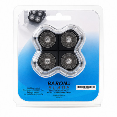 Skull Shaver Baron PRO 4 Head Replacement Blade Wet Dry Rotary Stainless Steel