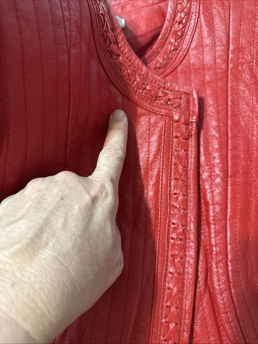 Chaqueta roja tejida de cuero NVGARD COLLECTION para mujer talla grande M 10-12 - Imagen 10 de 21