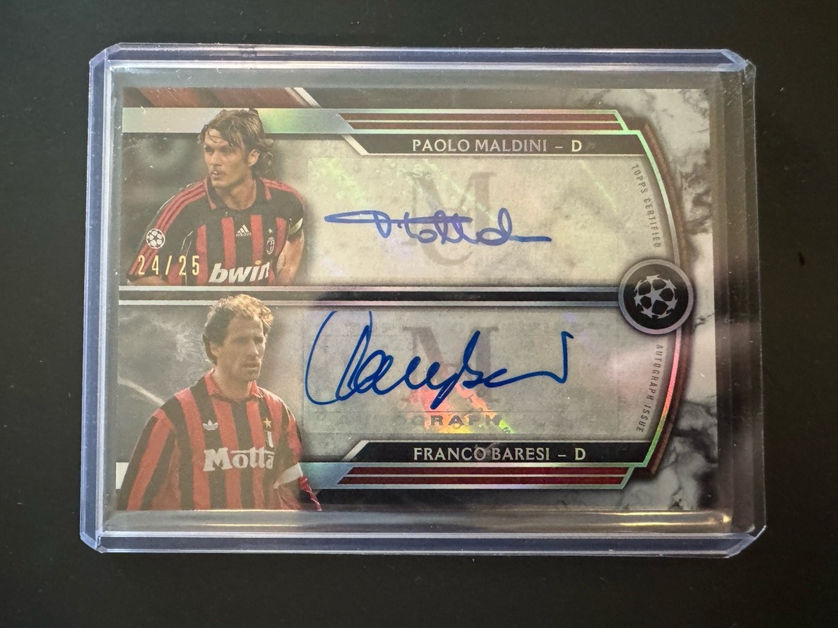 Paolo Maldini Franco Baresi Topps Archival Dual Autograph Card 24 