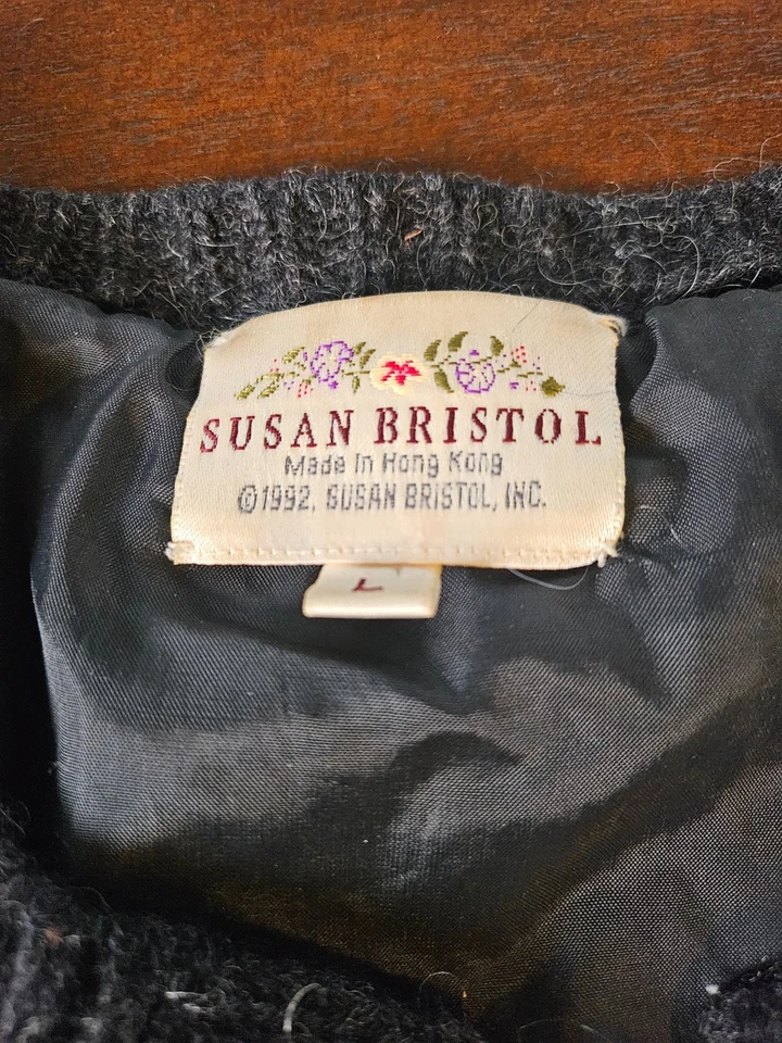Vintage Susan Bristol Sweater Cottage Mohair Wool Button Cardigan Womens L - Image 3 of 4
