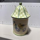 LENOX Summer Greeting Gazebo Birds green Cookie Jar canister Catherine McClung  — photo 2