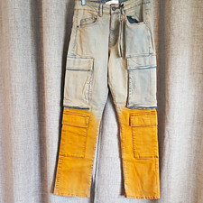 #197 KDNK Mens Slim Cargo Jeans Blue/Gold  *D...