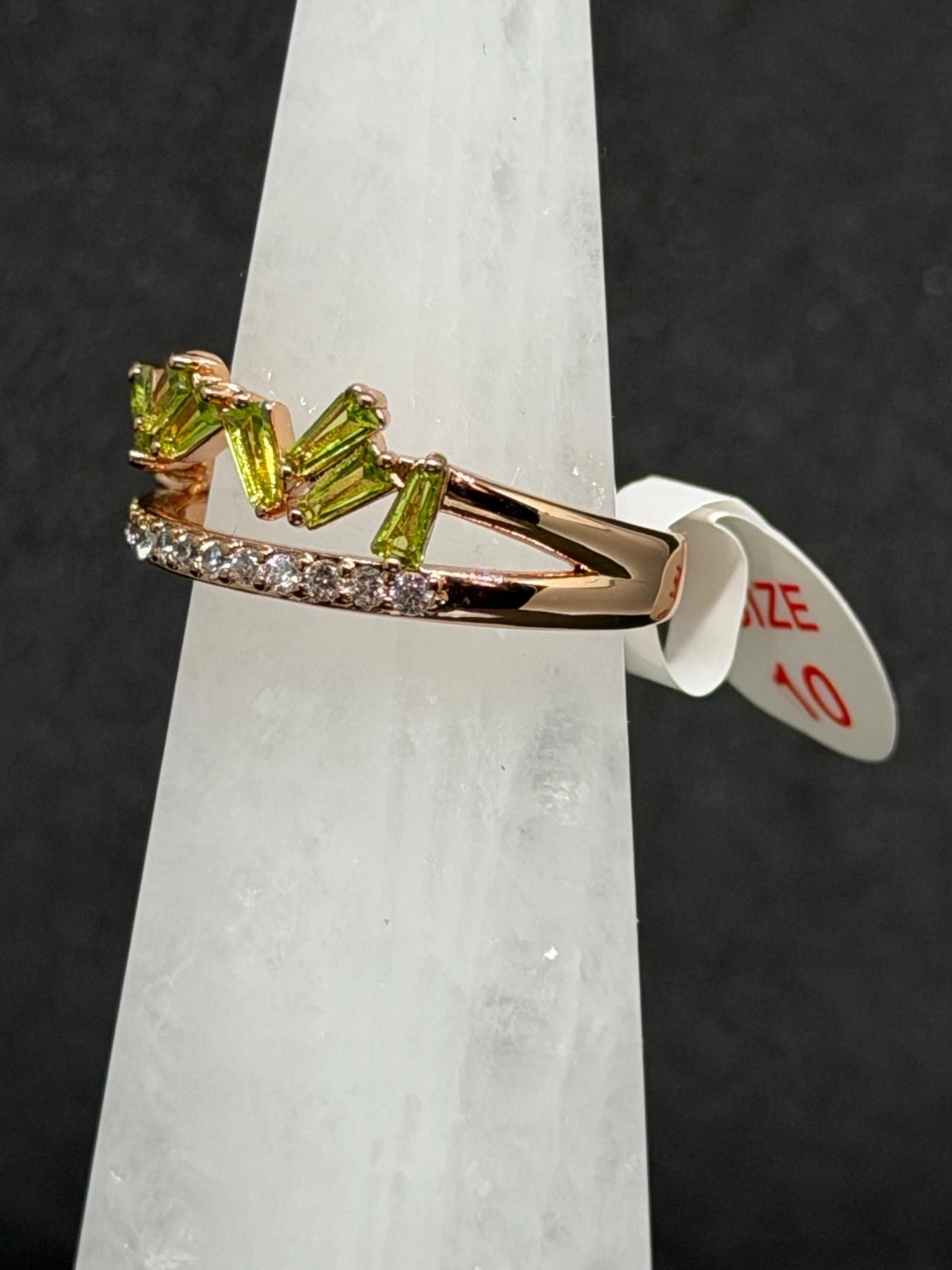 Bomb Party Ring Sz 10 "Love Me True" Peridot on Rose Gold - product detail image 3