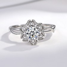 Women 1/2CT D Color Moissanite Engagement Ring Real 925 Sterling Silver SIZE 4-9